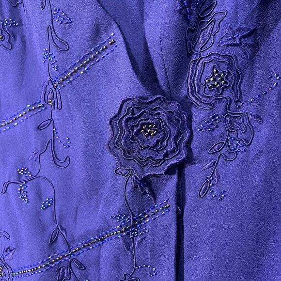 Justin Taylor Vintage 2 Piece Skirt and Blazer Suit Purple Embellished Size 10 - Picture 10 of 16